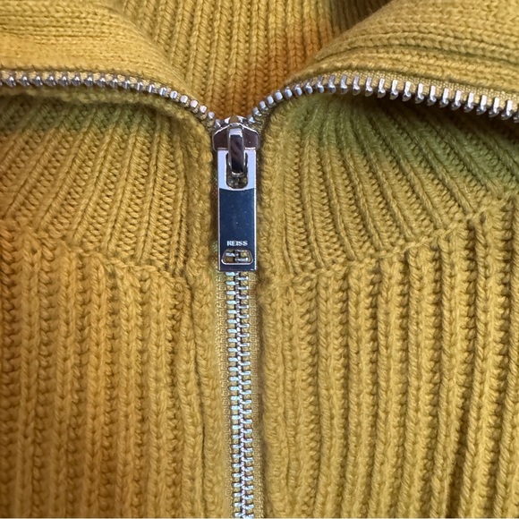 NWOT REISS Janette Half Zip Knit Sweater Size S Mustard Yellow Wool Blend Cozy - Picture 9 of 15